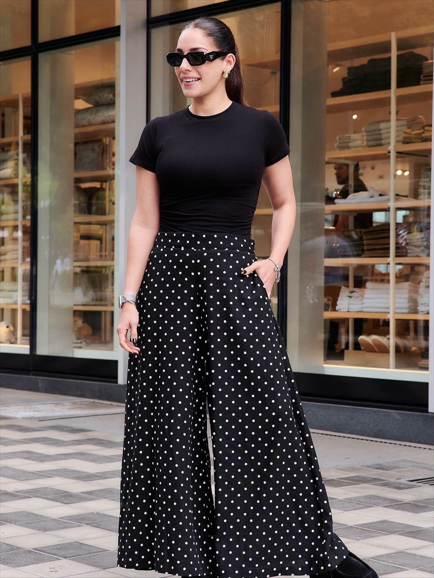 PALAZZO MARTINA POLKA DOTS NEGRO