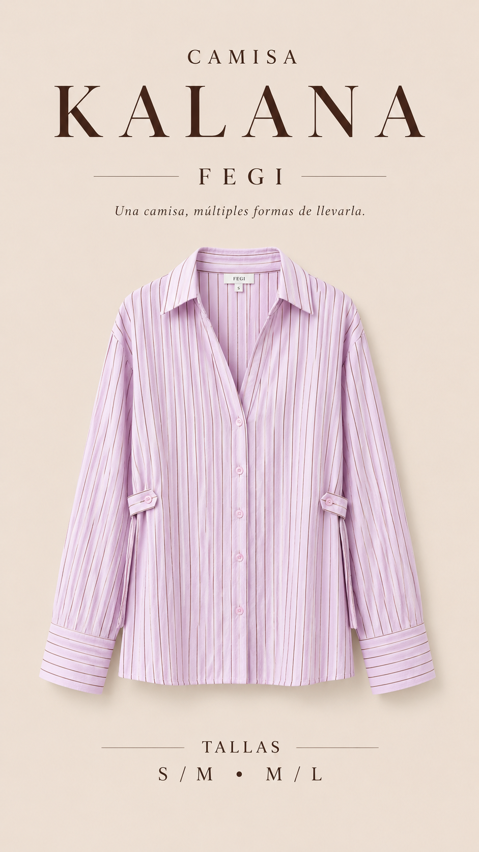 CAMISA OVERSIZE KALANA ROSADA CON MARRON