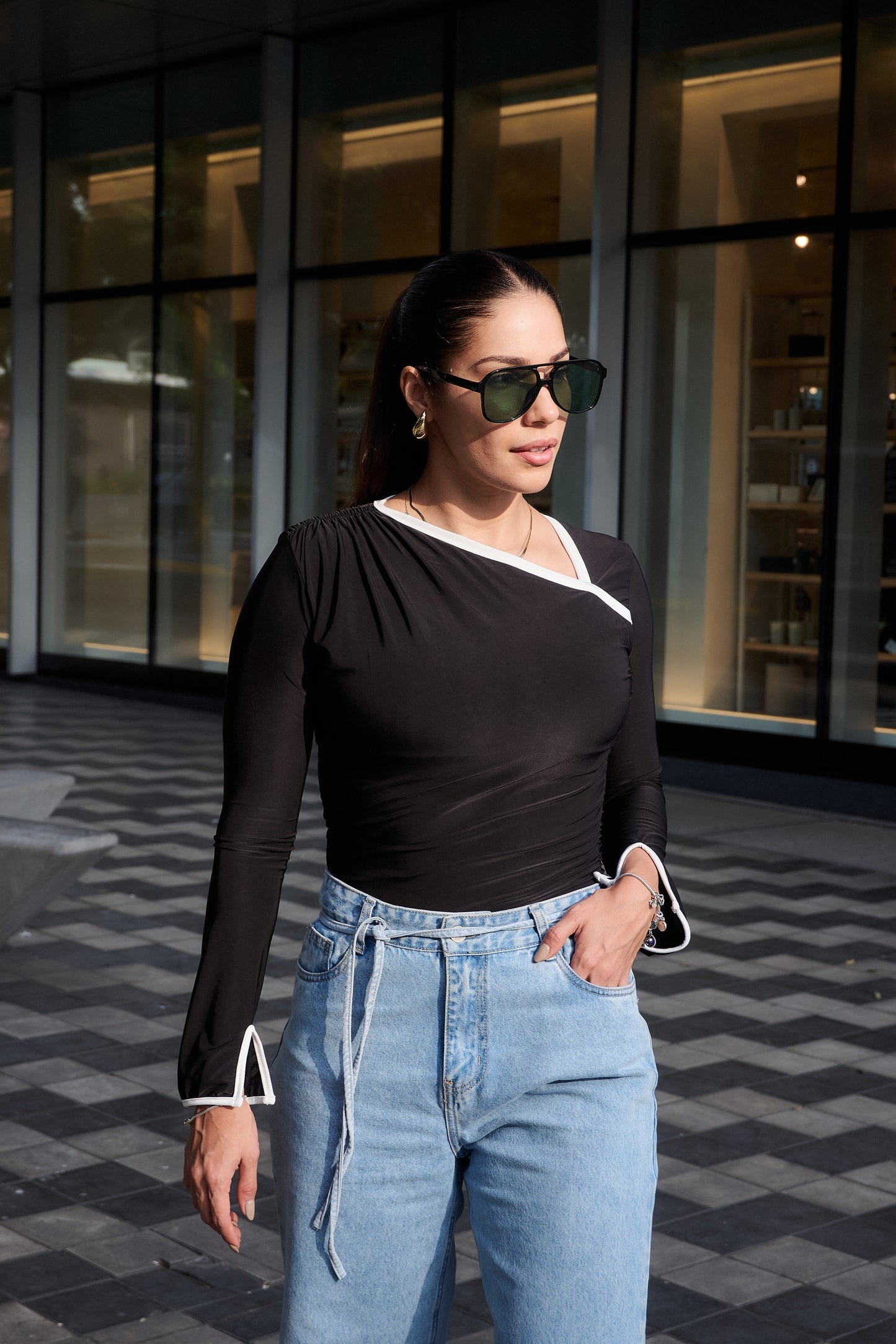 POLO MACARENA NEGRO/BLANCO