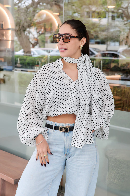 BLUSA BRIANNA POLKA DOTS BLANCA