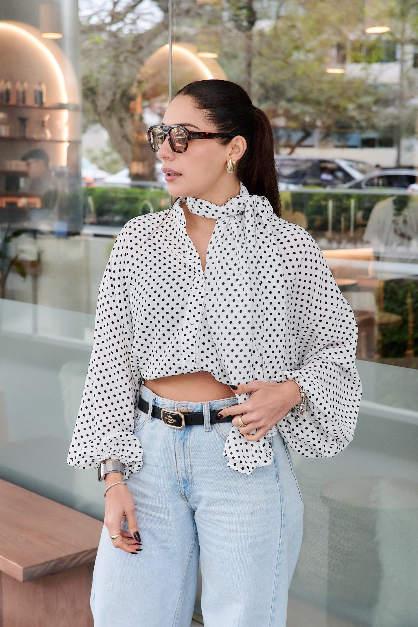 BLUSA BRIANNA POLKA DOTS BLANCA