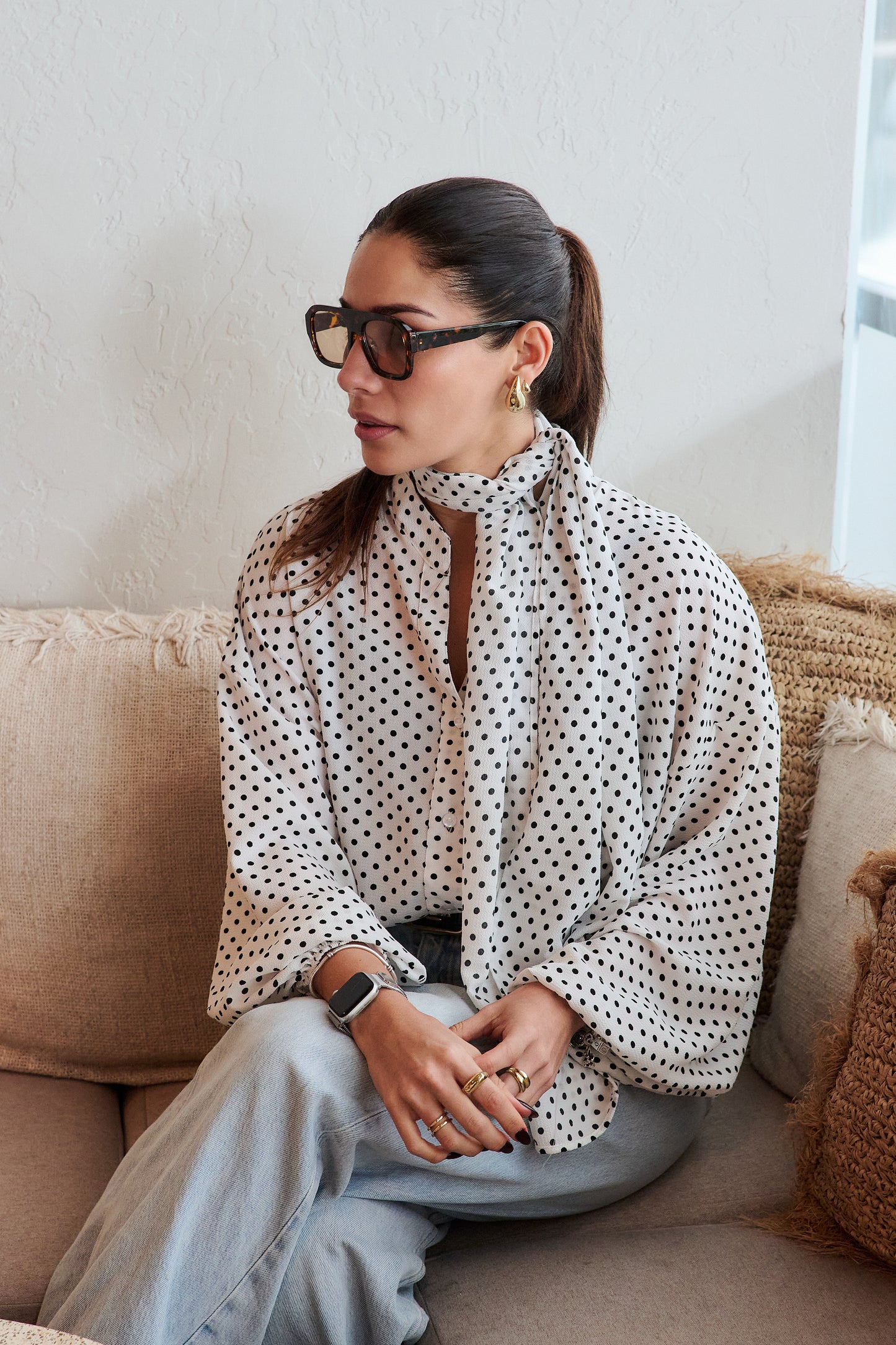 BLUSA BRIANNA POLKA DOTS BLANCA