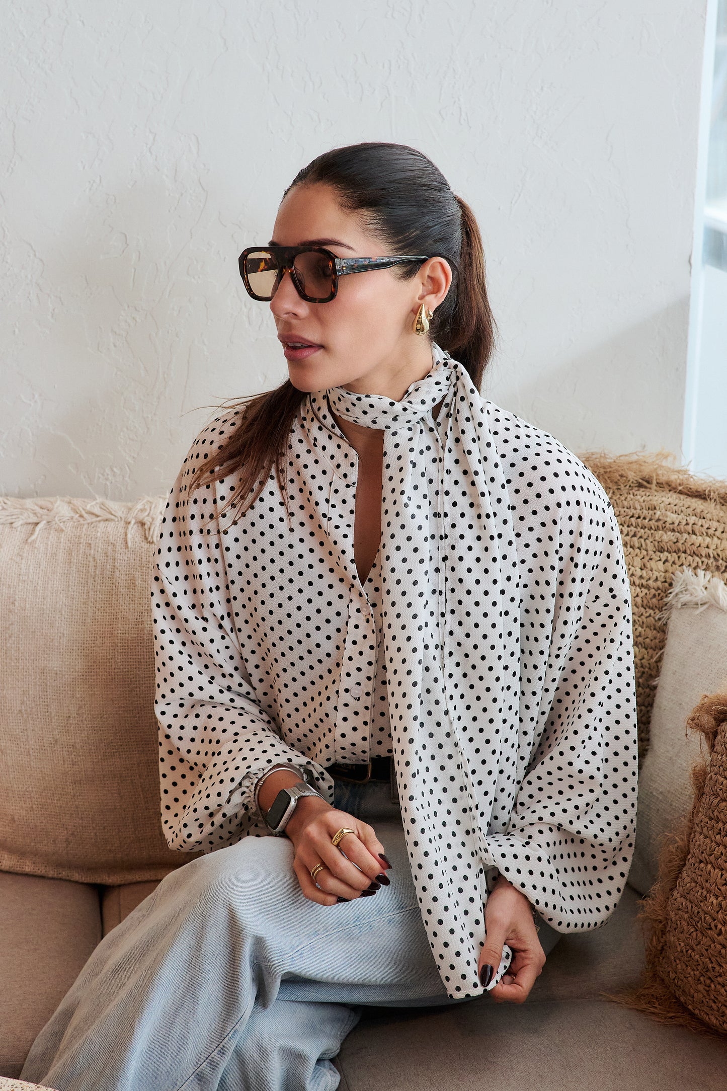 BLUSA BRIANNA POLKA DOTS BLANCA